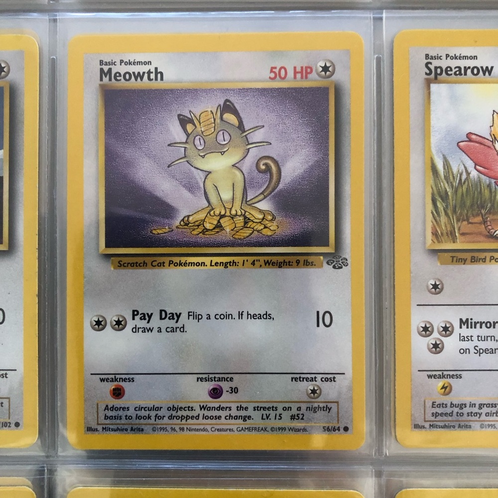 1990’s rare vintage Meowth Pokémon card 56/64